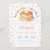 Pancakes und Pajamas Glitzer Dot Star Kind Geburts Einladung (Vorne/Hinten)