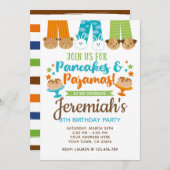 Pancakes und Pajamas Junge Einladung zum Geburtsta (Vorne/Hinten)