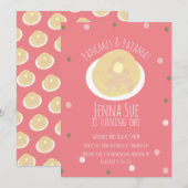 Pancakes und Pajamas Sleepover Girls Confetti Pink Einladung (Vorne/Hinten)