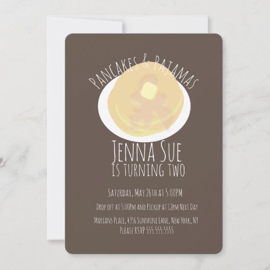 Pancakes und Pajamas Sleepover Girls | Fall Theme Einladung (Vorderseite)