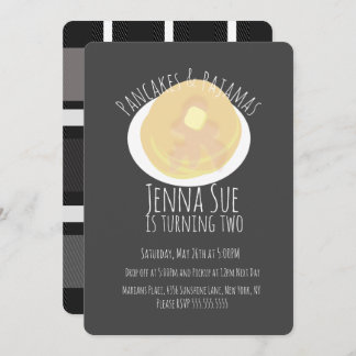 Pancakes und Pajamas Sleepover Girls | KARIERT Einladung