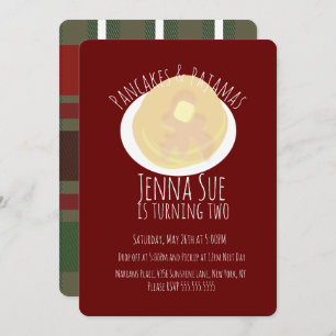 Pancakes und Pajamas Sleepover Girls   KARIERT Einladung