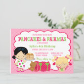 Pancakes und Pajamas Sleepover Party Einladung (Stehend Vorderseite)