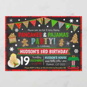 Pancakes und Pajamas Weihnachten Einladung