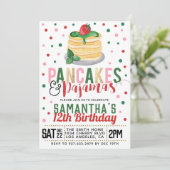 Pancakes und Pajamas Weihnachten Einladung zum Geb (Stehend Vorderseite)
