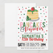 Pancakes und Pajamas Weihnachten Einladung zum Geb (Vorne/Hinten)