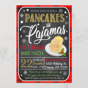 Pancakes und Pajamas Weihnachten Party Einladung