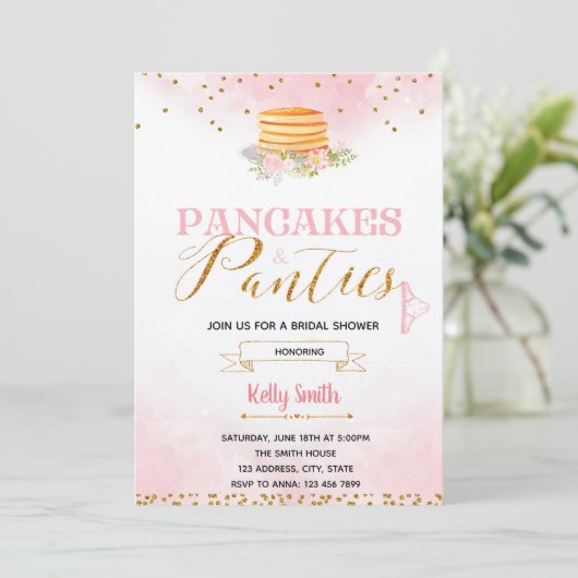 Pancakes und Pantoletten Unterkunft Einladung (Stehend Vorderseite)