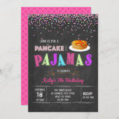 Pancakes und Pjamas Einladung (Vorne/Hinten)