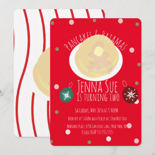 Pancakes und Pyjamas Mädchen-Schlafparty   Weihnac Einladung