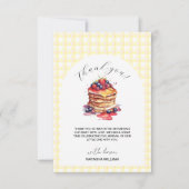 Pancakes und Schnuller Gingham Kariert Baby Shower Dankeskarte (Vorderseite)