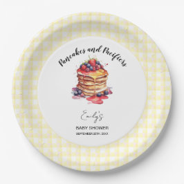Pancakes und Schnuller Gingham Kariert Baby Shower Pappteller