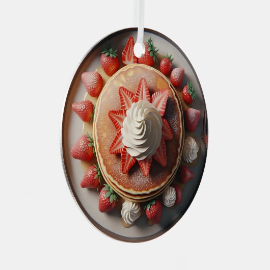 Pancakes Whipped Creme and Strawberries Christmas Ornament Aus Metall (Vorderseite Rechts)