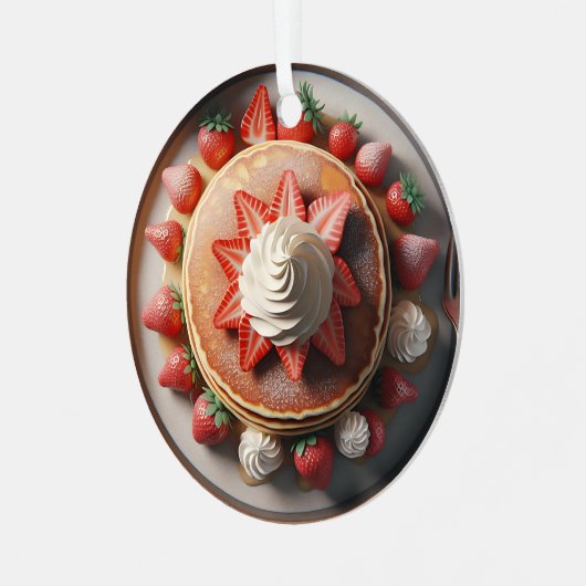 Pancakes Whipped Creme and Strawberries Christmas Ornament Aus Metall (Vorderseite links)