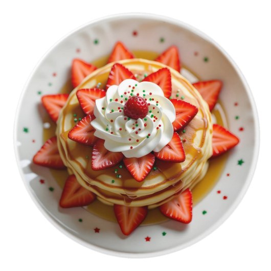 Pancakes with Whipped Cream & Christmas Sprinkles Keramikknauf (Vorderseite)