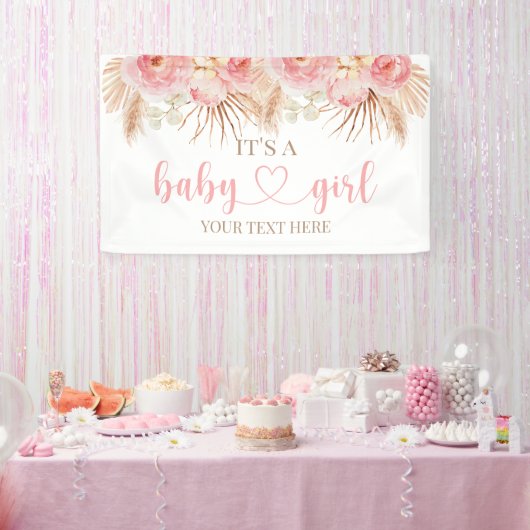 Pancarta Floral Rosa Boho Pampas baby showerbaner Banner (Party)