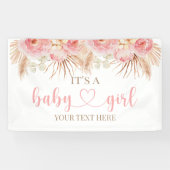 Pancarta Floral Rosa Boho Pampas baby showerbaner Banner (Horizontal)