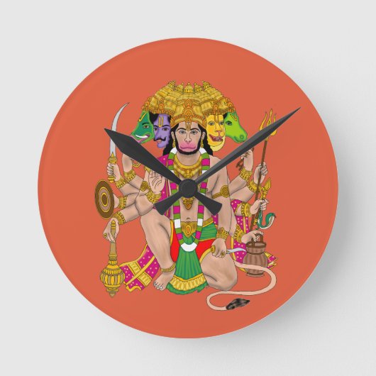 Panchmukhi Hanuman Wall Clock  Runde Wanduhr (Vorderseite)