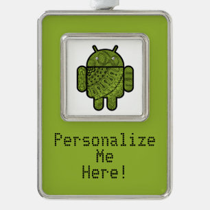 Pancho Doodle-Zeichen für den Android™-Roboter Rahmen-Ornament Silber