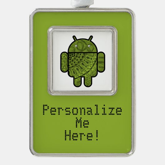 Pancho Doodle-Zeichen für den Android™-Roboter Rahmen-Ornament Silber (Vorderseite)