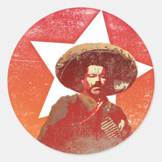 Pancho Villa Vintag Red Star Runder Aufkleber (Vorderseite)