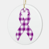 Pancreatic Cancer Awareness Plaid Purple Ribbon Keramik Ornament (Links)
