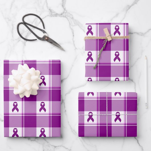 Pancreatic Cancer Awareness Plaid Wrapping Paper Geschenkpapier Set (Vorderseite)