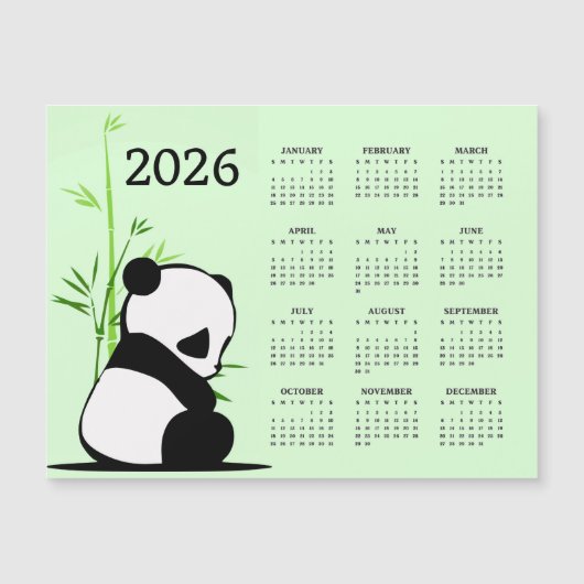 Panda 2026 Calendar Magnetic Card Magnetkarte (Vorderseite)