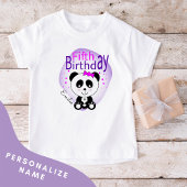 Panda 5th Birthday Girls Tshirt (Lila)