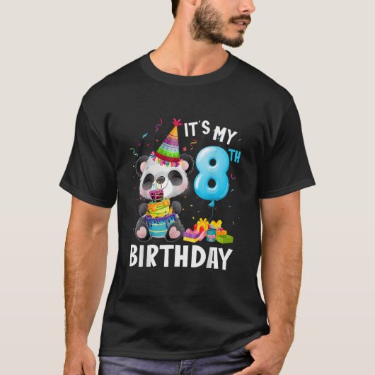 Panda 8. Ich bin 8 Ns T-Shirt (Vorderseite)