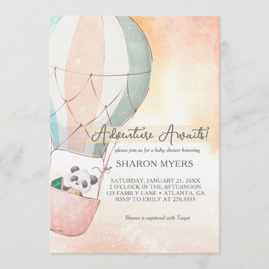 Panda Adventure Awaits Baby Shower Einladung (Vorderseite)