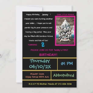 Panda Adventure: Geburtstagsparty! Einladung
