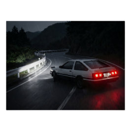 Panda AE86 Nachtregen Drift auf dem Touge Bergpass Poster