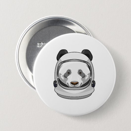 Panda als Astronaut mit Helmet Button (Vorne & Hinten)