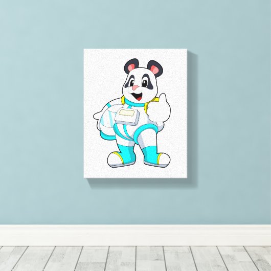 Panda als Astronaut mit Kostüm Leinwanddruck (Insitu (Holzboden))