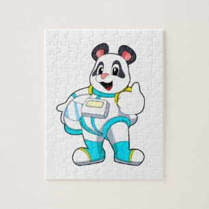 Panda als Astronaut mit Kostüm Puzzle