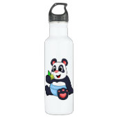 Panda als Baby mit Bambus Edelstahlflasche (Vorderseite)