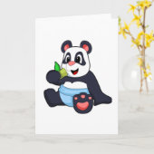 Panda als Baby mit Bambus Karte (Gelbe Blume)