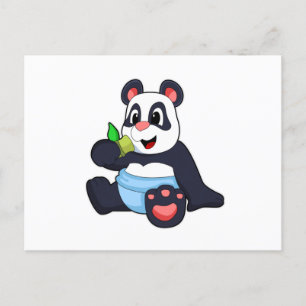 Panda als Baby mit Bambus Postkarte