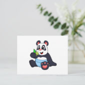 Panda als Baby mit Bambus Postkarte (Stehend Vorderseite)