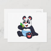 Panda als Baby mit Bambus Postkarte (Vorne/Hinten)