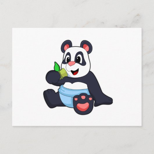 Panda als Baby mit Bambus Postkarte (Vorderseite)