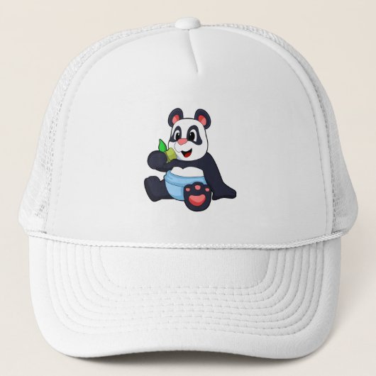 Panda als Baby mit Bambus Truckerkappe (Vorderseite)