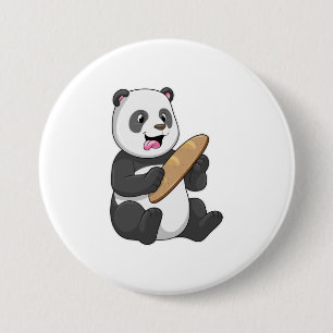 Panda als Bäcker mit Brot Button