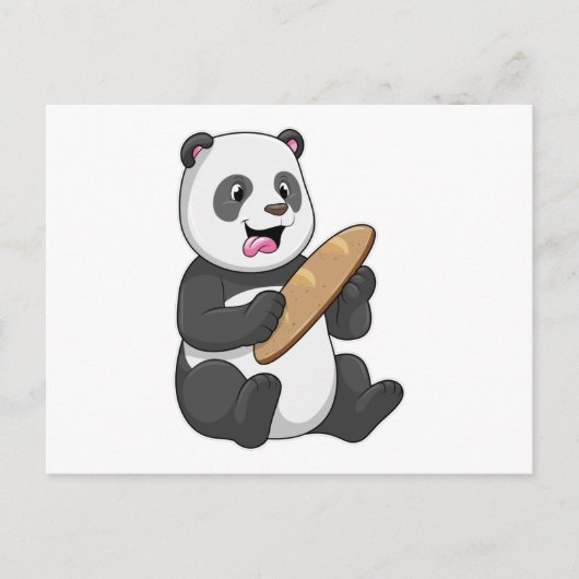 Panda als Bäcker mit Brot Postkarte (Vorderseite)