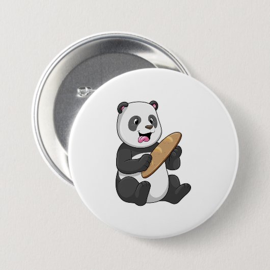 Panda als Baker mit Brot Button (Vorne & Hinten)