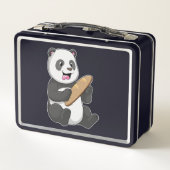 Panda als Baker mit Brot Metall Brotdose (Rückseite)