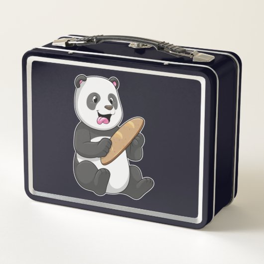 Panda als Baker mit Brot Metall Brotdose (Rückseite)