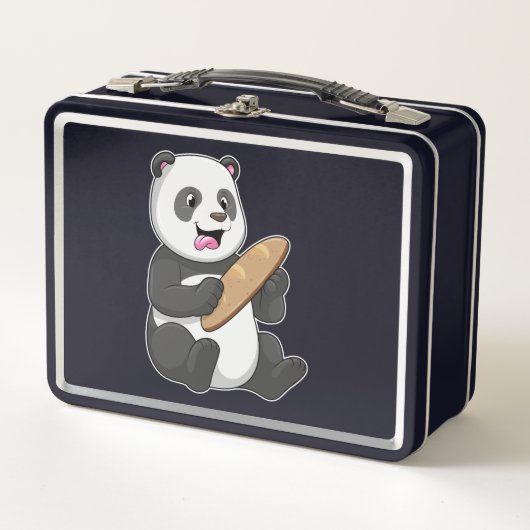 Panda als Baker mit Brot Metall Brotdose (Vorderseite)