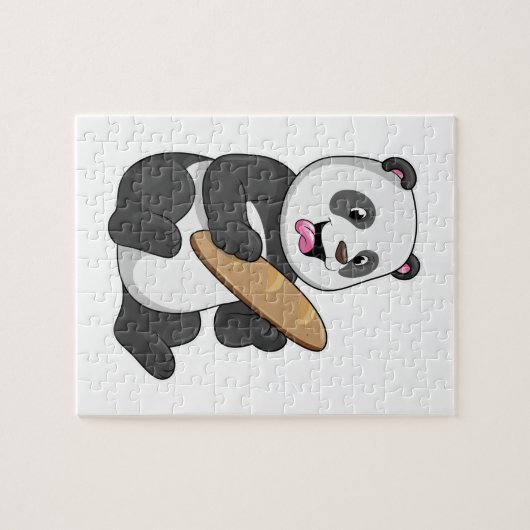 Panda als Baker mit Brot Puzzle (Horizontal)